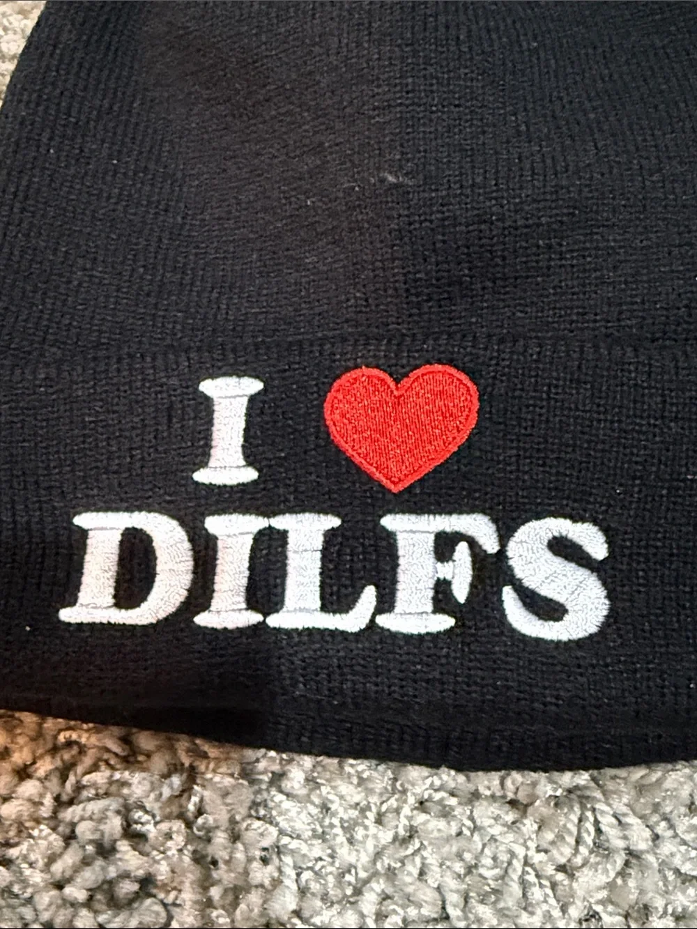 I Heart DILFS Black Knit Beanie - Hat